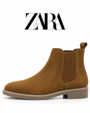 ZARA Men’s Tan Brown Suede Chelsea Ankle Boots
