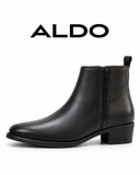 ALDO Sleek Black Leather Zip-Up Ankle Boots