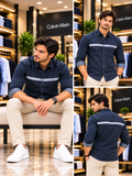 C-K SLIM FIT CONTRAST CHEST STRIPE CASUAL OG SHIRT