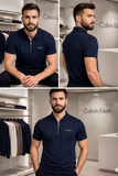 C-K TIPPED PIQUÉ – JET BLACK & WHITE POLO T-SHIRT