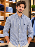 RLP CUSTOM FIT BENGAL STRIPED LINEN CASUAL STRIPE SHIRTS