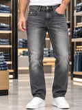 USP A REGULAR FIT STONE WASH CHARCOAL GREY JEANS