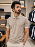 EM P ARMNI STRIPED COLLAR LUXE POLO T-SHIRT