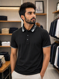 EM P ARMNI LOGO COLLAR LUXE POLO T-SHIRT