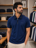 R/R ROYAL BLUE QUARTER-ZIP POLO T-SHIRT