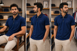 R/R ROYAL BLUE QUARTER-ZIP POLO T-SHIRT