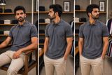 HG BSS CHARCOAL TIPPED LUXE POLO T-SHIRT