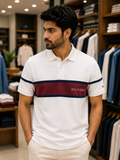 TMY COLOR-BLOCK CHEST STRIPE COTTON PIQUÉ POLO T-SHIRT