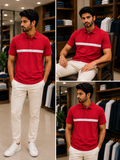 C-K EMBOSSED LOGO STRIPE PIQUÉ POLO T-SHIRT