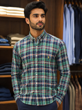 RLP MULTICOLOR MADRAS PLAID LINEN BUTTON-DOWN CHECKS SHIRT