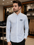 HKT LONDON ASTON MARTIN RACING EMBROIDERED STRIPED OXFORD OG SHIRT