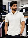 HKT LONDON LUXURY COVINGTON ZIP-NECK PIQUE POLO T-SHIRT