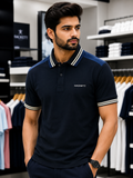 HKT SPORT RACING CONTRAST PANEL PIQUE POLO T-SHIRT