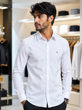 C-K MINIMALIST EXTRA STRETCH POPLIN CASUAL PLAIN SHIRT