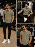 FRD PRRY TEXTURED STRIPED COLLAR COTTON PIQUÉ POLO T-SHIRT