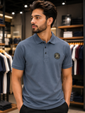 BLMN PARIS METALLIC GOLD MEDALLION PIQUÉ POLO POLO T-SHIRT