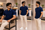 A-X CONTRAST TRIPPED POLO T-SHIRT