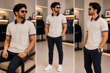 A-X CONTRAST COLLAR POLO T-SHIRT
