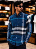 BRBRY MULTI-CHECK LONG-SLEEVE CASUAL CHECKS SHIRT