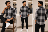 BRBRRY CHARCOAL CHECK LONG-SLEEVE CASUAL CHECKS SHIRT