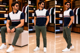 TMY COLOR-BLOCKED ZIP-NECK PREMIUM POLO T-SHIRT