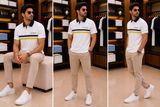 TMY CHEST-STRIPED PREMIUM COTTON POLO T-SHIRT