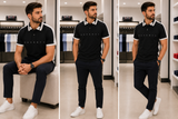 HKT CONTRAST STRIPE PANEL PIQUÉ POLO T-SHIRT
