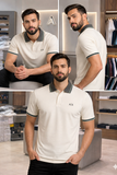 A-X CONTRAST TIPPED PIQUE POLO T-SHIRT