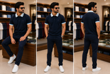 TMY WAFFLE COLLAR POLO T-SHIRT