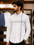 LCST ASYMMETRIC CROSS-WHITE STRIPE SHIRT