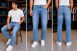 S-S LIGHT WASH SLIM STRAIGHT JEANS