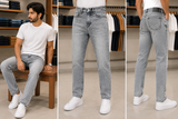 ZAR ACID WASH GREY STRAIGHT FIT JEANS
