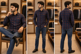 HG BSS CORDUROY CHECK NAVY & RUST OG SHIRT