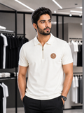 BLMN ZIP-NECK EMBLEM POLO T-SHIRT