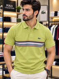 LCST LIME GREEN STRIPED CHEST-BAND POLO T-SHIRT