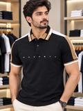 HKT JACQUARD COLLAR PANELLED POLO T-SHIRT