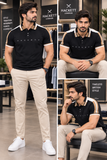 HKT JACQUARD COLLAR PANELLED POLO T-SHIRT