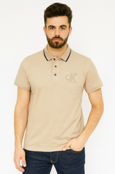 C-K BEIGE POLO T-SHIRT WITH C-K LOGO