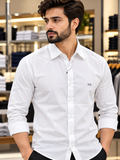 A-X CONCEALED PLACKET MINIMALIST EMBROIDERED PLAIN SHIRT