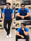 HKT LONDON COLORBLOCK CONTRAST PIQUÉ COTTON POLO T-SHIRT