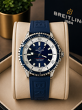 Breitling Superocean Chronometer Blue Dial silicon Strap Watch