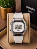 Casio G-SHOCK Digital Men's Watch – Silver Bezel with White Resin Strap