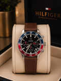 Tommy Hilfiger Bank Chronograph Brown Leather strap original Watch