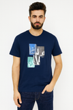 A-X NAVY GRAPHIC ROUND NECK T-SHIRT