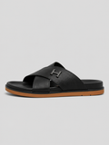 HERMS Men's Premium Criss-Cross Leather Slipper