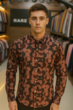 R/R MAROON  PRINTED SHIRT