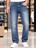 EMP STRAIGHT FIT MID-BLUE WASHED JEANS