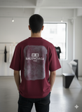 BALNCIG MAROON/BURGUNDY B/B LOGO BLACK PRINTED ROUND NECK OVERSIZED T-SHIRT
