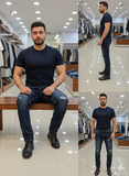C-K JET BLUE OR VERY DARK INDIGO DENIM - STRAIGHT FIT JEANS