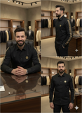 BLMN PARIS Medallion Logo Button-Up with Branded Tape Shirt